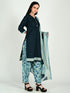 Teal Cotton Blend Printed Ready to Wear Patiala Salwar Suit