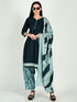 Teal Cotton Blend Printed Ready to Wear Patiala Salwar Suit