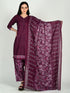 Wine Cotton Blend Printed Ready to Wear Patiala Salwar Suit