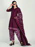 Wine Cotton Blend Printed Ready to Wear Patiala Salwar Suit