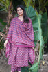 Women's Wine & Beige Cotton Blend Embroidered A-Line Kurta & Pant With Dupatta