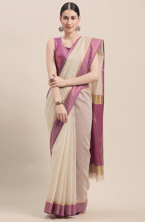 Cotton Woven Traditional Saree with Blouse Piece