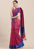 Magenta And Blue Cotton Woven Traditional Saree With Blouse Piece