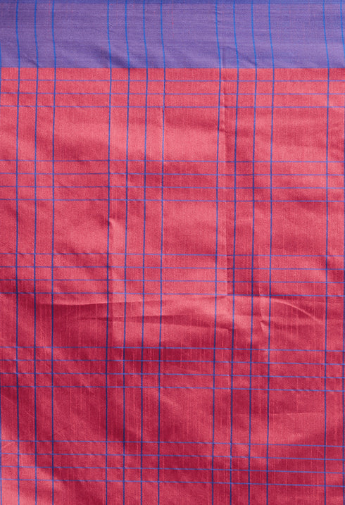 Magenta And Blue Cotton Woven Traditional Saree With Blouse Piece