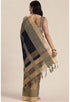 Blue And Beige Cotton Silk Printed Traditional Saree With Blouse Piece