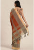 Orange And Beige Cotton Silk Printed Traditional Saree With Blouse Piece