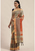 Orange And Beige Cotton Silk Printed Traditional Saree With Blouse Piece