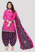 Pink Cotton Blend Printed Unstitched Salwar Suit Material