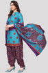 Sky Blue Cotton Blend Printed Unstitched Salwar Suit Material