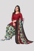 Maroon Cotton Blend Printed Unstitched Salwar Suit Material