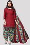 Maroon Cotton Blend Printed Unstitched Salwar Suit Material