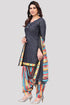Grey Cotton Blend Printed Unstitched Salwar Suit Material