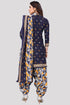 Navy Blue Cotton Blend Printed Unstitched Salwar Suit Material