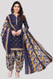 Navy Blue Cotton Blend Printed Unstitched Salwar Suit Material