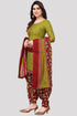 Mahendi Green Cotton Blend Printed Unstitched Salwar Suit Material