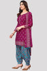 Wine Cotton Blend Printed Unstitched Salwar Suit Material