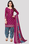 Wine Cotton Blend Printed Unstitched Salwar Suit Material