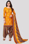 Yellow Cotton Blend Printed Unstitched Salwar Suit Material