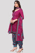 Wine Cotton Blend Printed Unstitched Salwar Suit Material