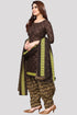 Brown Cotton Blend Printed Unstitched Salwar Suit Material
