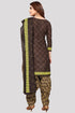 Brown Cotton Blend Printed Unstitched Salwar Suit Material