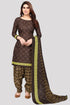 Brown Cotton Blend Printed Unstitched Salwar Suit Material