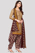 Beige Cotton Blend Printed Unstitched Salwar Suit Material