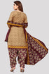 Beige Cotton Blend Printed Unstitched Salwar Suit Material