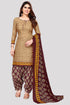 Beige Cotton Blend Printed Unstitched Salwar Suit Material
