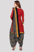 Red Cotton Blend Printed Unstitched Salwar Suit Material