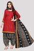 Red Cotton Blend Printed Unstitched Salwar Suit Material