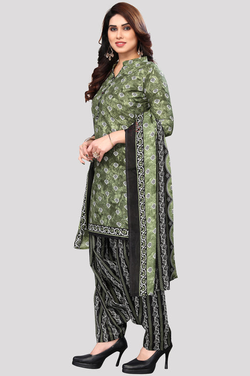 Pista Green Cotton Blend Printed Unstitched Salwar Suit Material