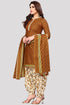 Brown Cotton Blend Printed Unstitched Salwar Suit Material