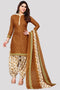 Brown Cotton Blend Printed Unstitched Salwar Suit Material