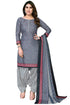 Grey Cotton Blend Printed Unstitched Salwar Suit Material