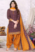 Maroon Cotton Blend Printed Unstitched Salwar Suit Material