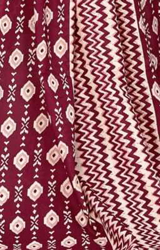Maroon & Beige Cotton Blend Printed Unstitched Salwar Suit Material
