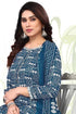 Navy Blue Cotton Blend Printed Unstitched Salwar Suit Material