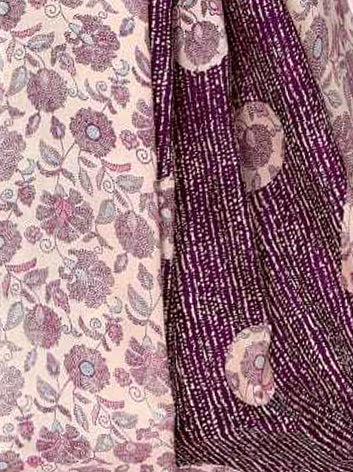 Beige Cotton Blend Printed Unstitched Salwar Suit Material