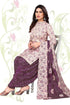 Beige Cotton Blend Printed Unstitched Salwar Suit Material
