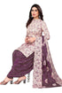 Beige Cotton Blend Printed Unstitched Salwar Suit Material