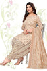 Beige Cotton Blend Printed Unstitched Salwar Suit Material