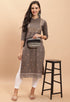 Grey Pure Cambric Cotton Kurti