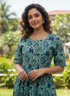 Sea Green Pure Cotton Jaipuri Printed Gown