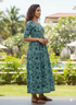 Sea Green Pure Cotton Jaipuri Printed Gown