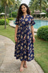 Blue Pure Cotton Floral Printed Gown