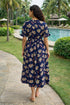 Blue Pure Cotton Floral Printed Gown