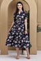 Blue Pure Cotton Floral Printed Gown