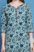 Sea Green Pure Cotton Printed Kurti For Women