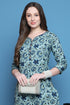 Sea Green Pure Cotton Printed Kurti For Women